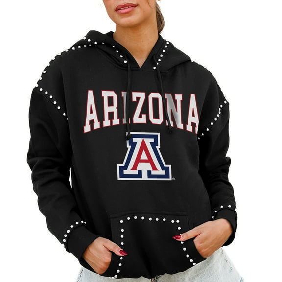 Women's Gameday Couture  Black Arizona Wildcats Studded Pullover Hoodie