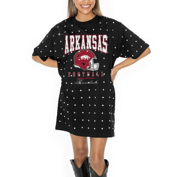 Women's Gameday Couture Black Arkansas Razorbacks Allover Rhinestone T-Shirt Dress