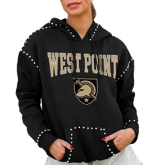 Women's Gameday Couture Black Army Black Knights Studded Pullover Hoodie