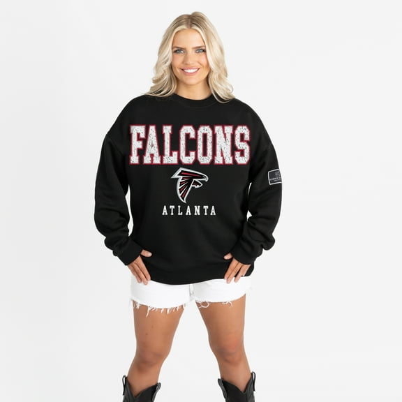 Women's Gameday Couture Black Atlanta Falcons Oversized Level Up Black Label Premium Fleece Sweatshirt