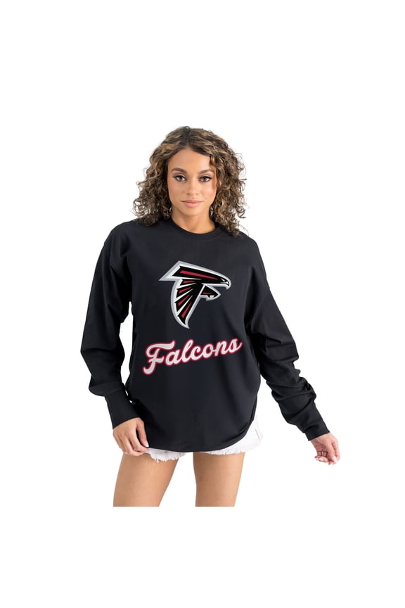 Women's Gameday Couture  Black Atlanta Falcons Oversized Long Sleeve T-Shirt