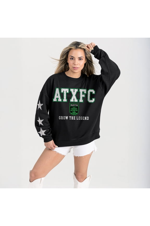 Women's Gameday Couture Black Austin FC Velocity Rhinestone Star Sweatshirt