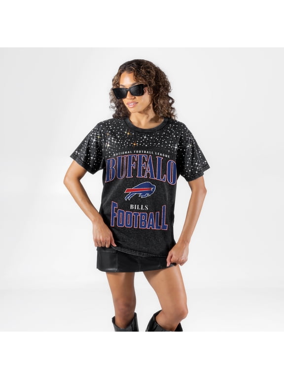 Women's Gameday Couture Black Buffalo Bills In the Zone Washed Micro Rhinestone T-Shirt