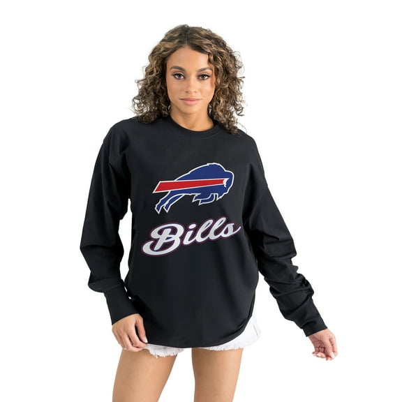 Women's Gameday Couture  Black Buffalo Bills Oversized Long Sleeve T-Shirt