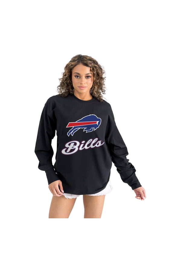 Women's Gameday Couture  Black Buffalo Bills Oversized Long Sleeve T-Shirt
