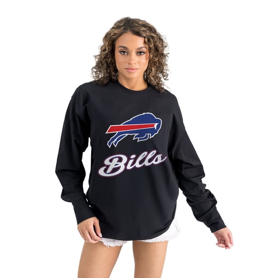 Women's Gameday Couture Black Buffalo Bills Oversized Long Sleeve T-Shirt