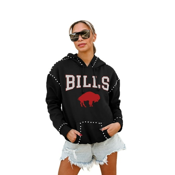Women's Gameday Couture Black Buffalo Bills Studded Pullover Hoodie