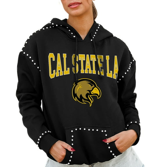 Women's Gameday Couture Black Cal State L.A. Golden Eagles Studded Pullover Hoodie