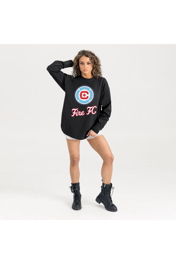 Women's Gameday Couture  Black Chicago Fire Oversized Long Sleeve T-Shirt