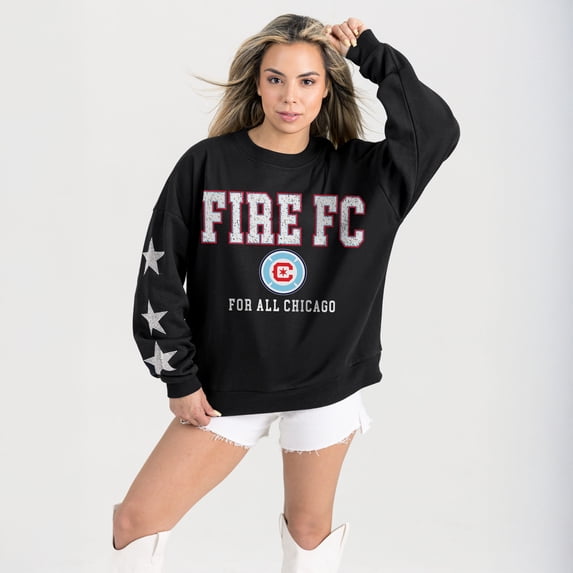 Women's Gameday Couture Black Chicago Fire Velocity Rhinestone Star Sweatshirt