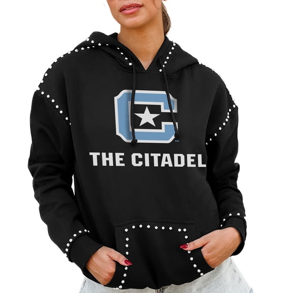 Women's Gameday Couture  Black Citadel Bulldogs Studded Pullover Hoodie