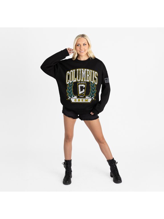 Women's Gameday Couture Black Columbus Crew Oversized Victory Lane Black Label Premium Fleece Sweatshirt