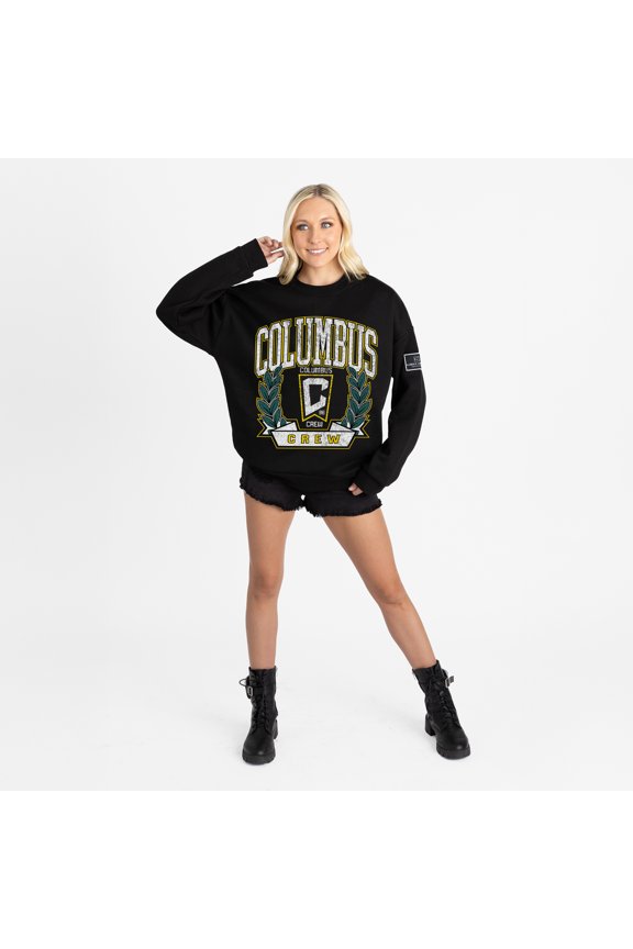 Women's Gameday Couture Black Columbus Crew Oversized Victory Lane Black Label Premium Fleece Sweatshirt