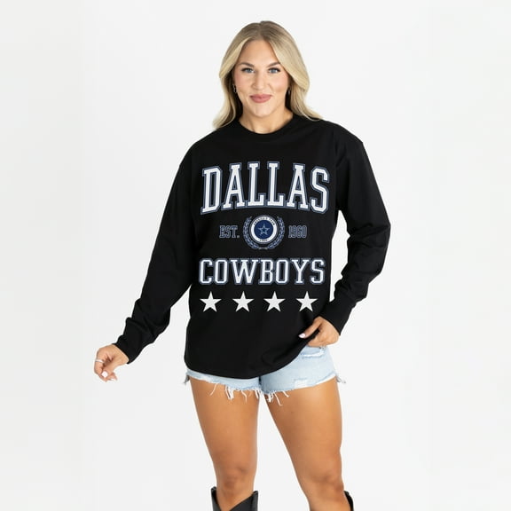 Women's Gameday Couture Black Dallas Cowboys Oversized Everyday Star Long Sleeve T-Shirt