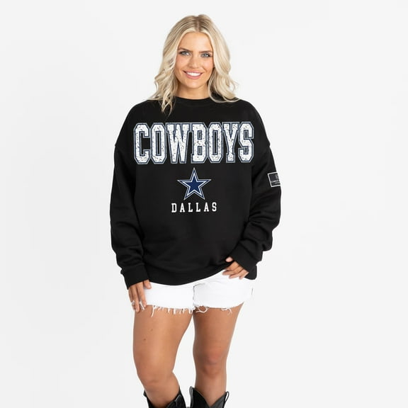 Women's Gameday Couture Black Dallas Cowboys Oversized Level Up Black Label Premium Fleece Sweatshirt