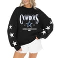 thumbnail image 1 of Women's Gameday Couture Black Dallas Cowboys Rhinestone Star Sleeve Settle the Score Oversized Tri-Blend Pullover, 1 of 3