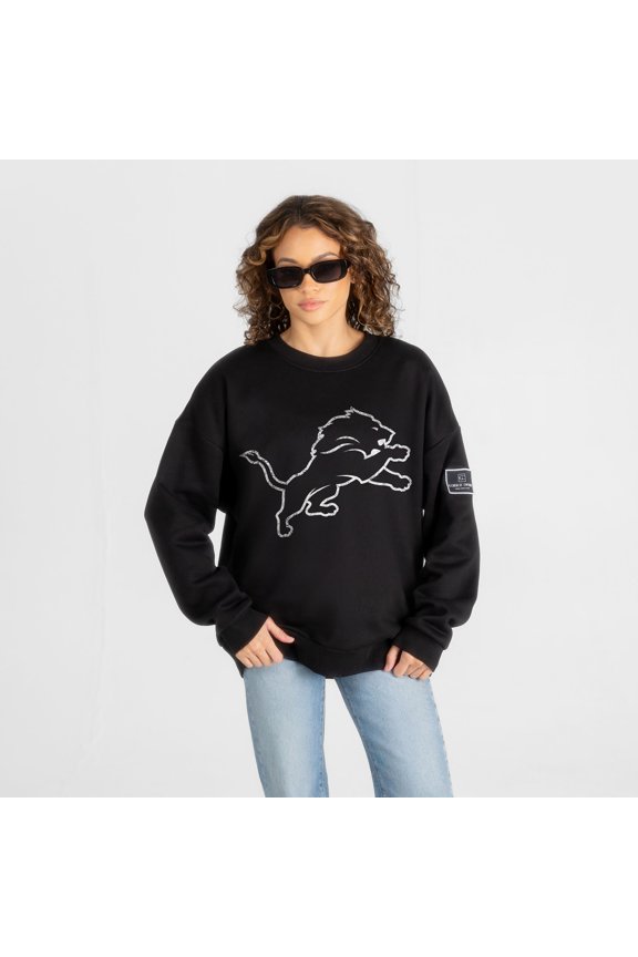 Women's Gameday Couture Black Detroit Lions Bold Move Black Label Premium Drop Shoulder Sweatshirt
