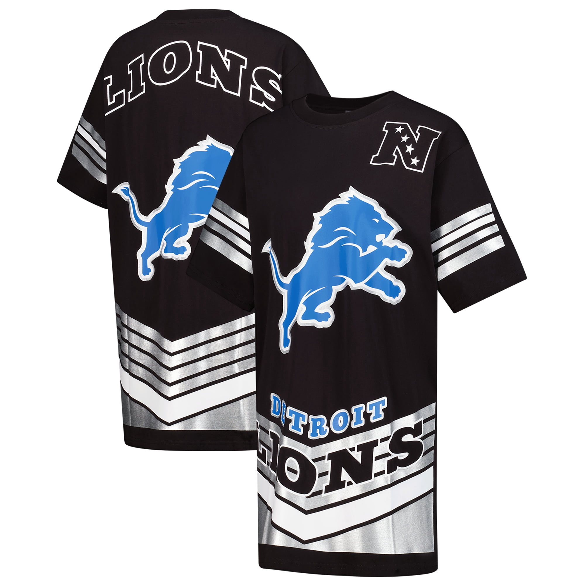 detroit lions jersey dress Women's Gameday Couture Black Perfect Score Vintage T-Shirt HOL25814