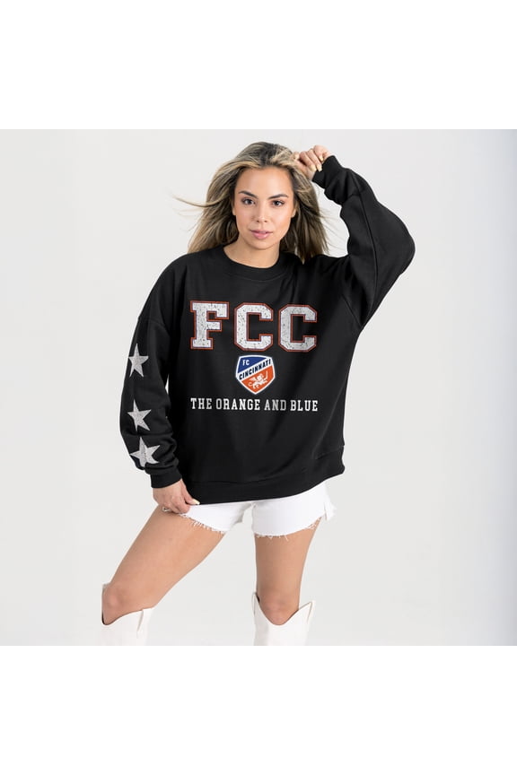 Women's Gameday Couture Black FC Cincinnati Velocity Rhinestone Star Sweatshirt