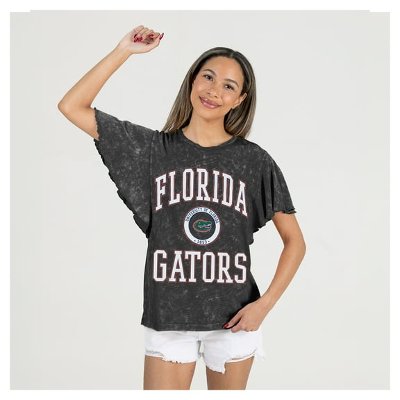 Women's Gameday Couture Black Florida Gators Relaxed Fit Victory Mode Flutter Sleeve T-Shirt