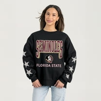 Women's Gameday Couture  Black Florida State Seminoles Pure Victory Relaxed Rhinestone Pullover Sweatshirt