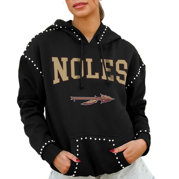 Women's Gameday Couture  Black Florida State Seminoles Studded Pullover Hoodie