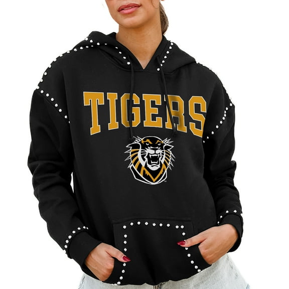 Women's Gameday Couture  Black Fort Hays State Tigers Studded Pullover Hoodie