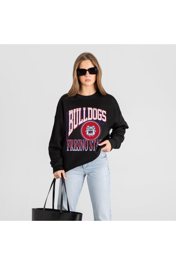 Women's Gameday Couture Black Fresno State Bulldogs Victory Black Label Premium Drop Shoulder Sweatshirt