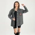 thumbnail image 1 of Women's Gameday Couture Black Illinois Fighting Illini Oversized Style's the Limit Micro-Rhinestone Stripe Washed Denim, 1 of 6