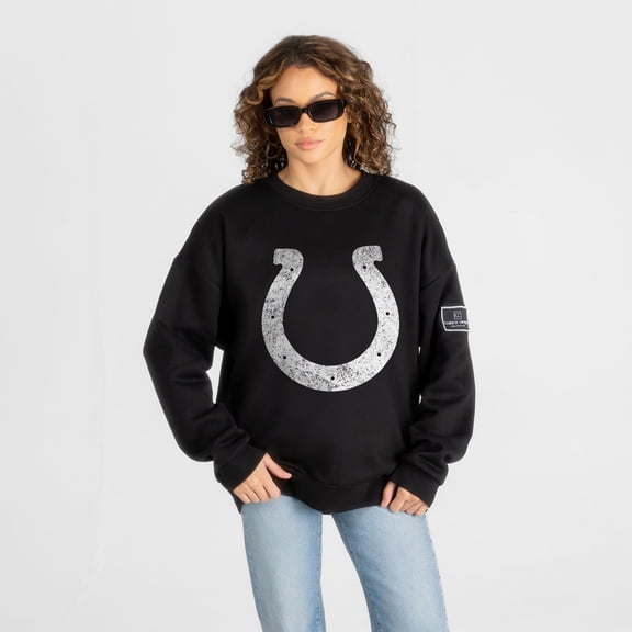 Women's Gameday Couture Black Indianapolis Colts Bold Move Black Label Premium Drop Shoulder Sweatshirt