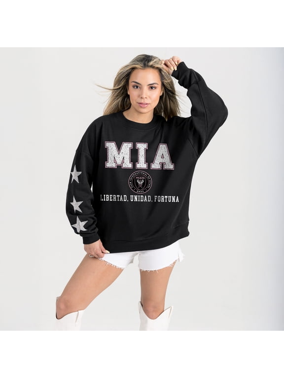 Women's Gameday Couture Black Inter Miami CF Velocity Rhinestone Star Sweatshirt