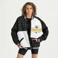 thumbnail image 1 of Women's Gameday Couture Black Iowa Hawkeyes Oversized Inner Drive Varsity Rhinestone Full-Snap Bomber Jacket, 1 of 5