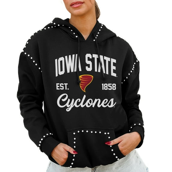 Women's Gameday Couture Black Iowa State Cyclones Studded Pullover Hoodie