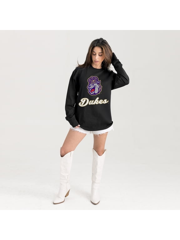 Women's Gameday Couture Black James Madison Dukes Oversized Honor Roll Long Sleeve T-Shirt