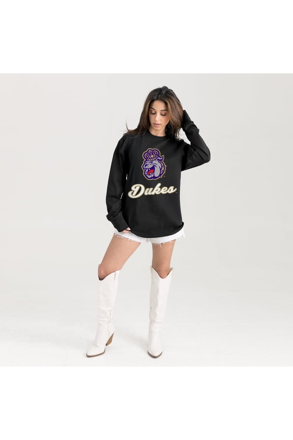Women's Gameday Couture Black James Madison Dukes Oversized Honor Roll Long Sleeve T-Shirt