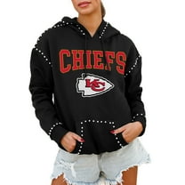 Women's Gameday Couture Black Kansas City Chiefs Oversized Catch the Vibe Studded Pullover Hoodie