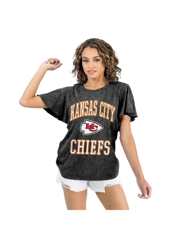 Women's Gameday Couture Black Kansas City Chiefs Relaxed Flutter Sleeve T-Shirt