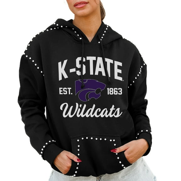 Women's Gameday Couture  Black Kansas State Wildcats Studded Pullover Hoodie