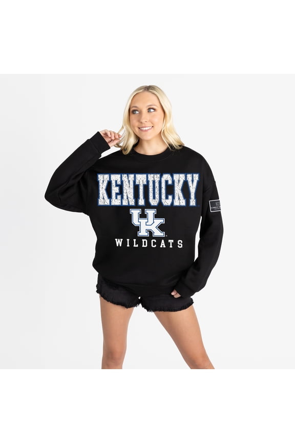 Women's Gameday Couture Black Kentucky Wildcats Oversized Level Up Black Label Premium Sweatshirt