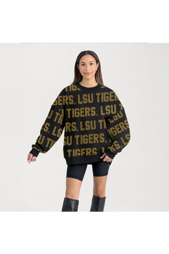 Women's Gameday Couture Black LSU Tigers Hype Era Sweatshirt