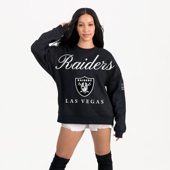 Women's Gameday Couture Black Las Vegas Raiders Legacy Club Premium Fleece Drop Shoulder Oversized Sweatshirt