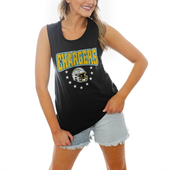 Women's Gameday Couture Black Los Angeles Chargers Baby You're A Star Racerback Scoop Neck Tapered Tank Top