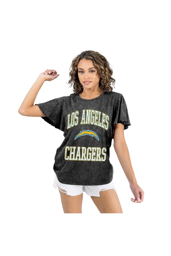 Women's Gameday Couture Black Los Angeles Chargers Relaxed Flutter Sleeve T-Shirt