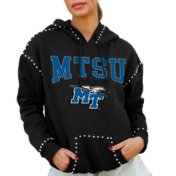 Women's Gameday Couture  Black MTSU Blue Raiders Studded Pullover Hoodie