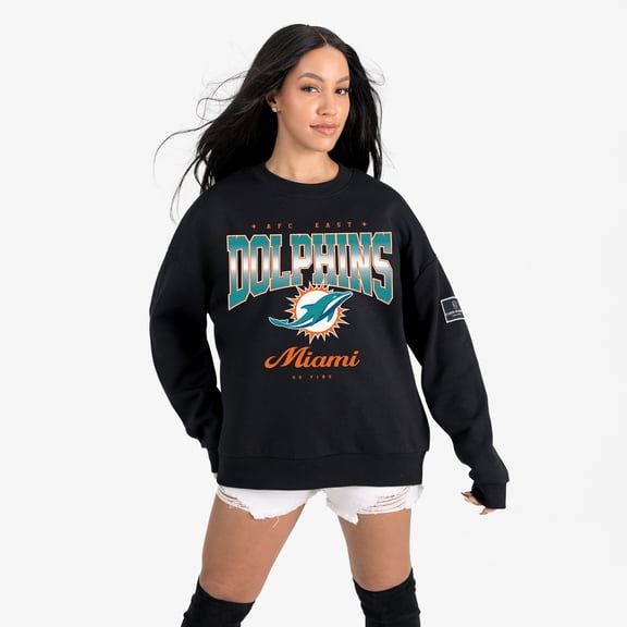 Women's Gameday Couture Black Miami Dolphins Powerhouse Play Premium Fleece Sweatshirt