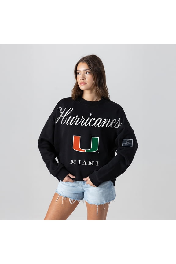 Women's Gameday Couture Black Miami Hurricanes Oversized Legacy Club Black Label Premium Fleece Sweatshirt