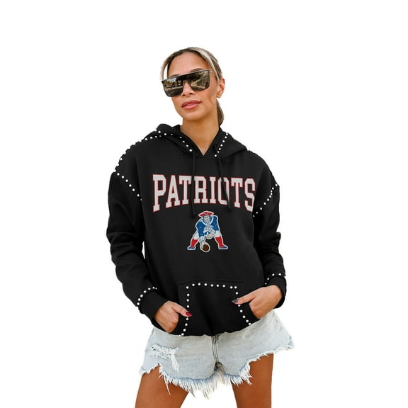 Women's Gameday Couture Black New England Patriots Studded Pullover Hoodie