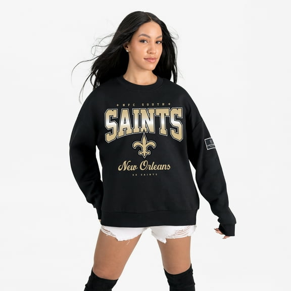 Women's Gameday Couture Black New Orleans Saints Powerhouse Play Premium Fleece Sweatshirt