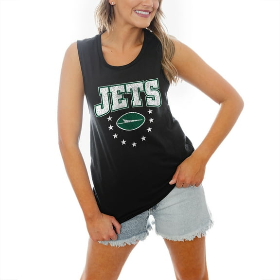 Women's Gameday Couture Black New York Jets Baby You're A Star Racerback Scoop Neck Tapered Tank Top