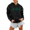 thumbnail image 1 of Women's Gameday Couture Black New York Jets Oversized Catch the Vibe Studded Pullover Hoodie, 1 of 2